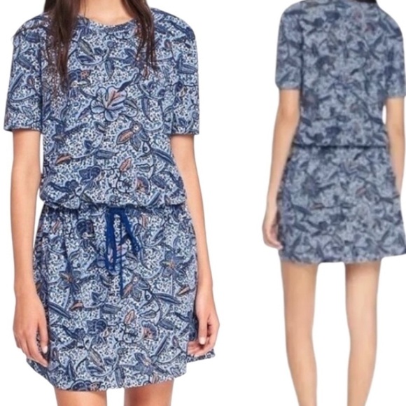 TORY BURCH 100% Pima Cotton MADE IN PERU Drop / Drawstring Waist Mini Dress sz M - Picture 1 of 7